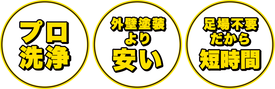 プロ洗浄 外壁塗装より安い 足場不要だから短時間
